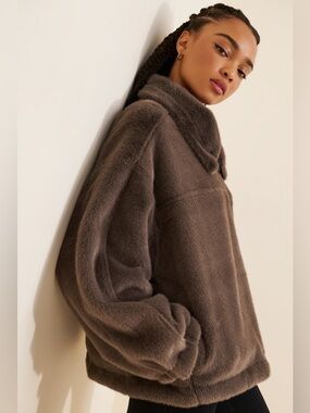 Free People Alpine Faux Fur Half-Zip NWT Size M